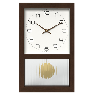 康巴丝复古挂钟家用客厅日式挂墙时钟老式复古中古摇摆实木石英钟