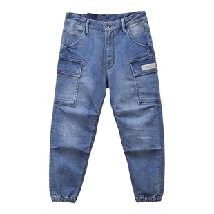 厚型工装牛仔裤男ABLE JEANS休闲牛子裤束脚裤秋冬男九分裤多袋裤