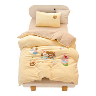 冬季儿童幼儿园牛奶绒被套秋冬加绒宝宝婴儿珊瑚绒加厚小被套单件