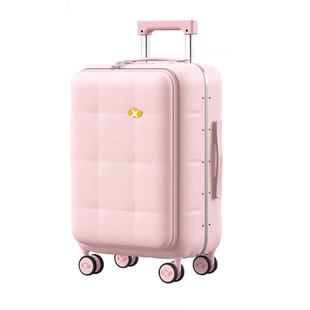 芒果鸟铝框侧开盖登机行李箱女大容量20寸前置开口拉杆箱24旅行箱