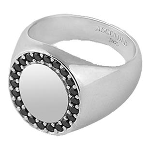 ASCENDER Zircon Signet Ring 椭圆黑钻图章戒指 镜面电镀 925银