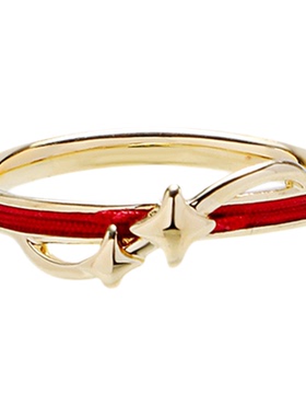 鱼头星星食指戒轻奢风电镀红绳四芒星闭口戒指女生时尚精致礼物潮