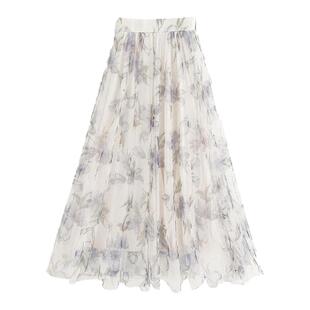 日本直邮日潮 GRL 花卉图案薄纱喇叭裙 tt0041裙子长款半身裙