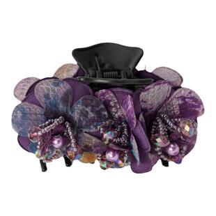 韩国盘发抓夹女后脑勺马尾发抓布艺水晶发卡小号花朵气质发夹头花