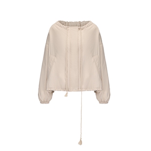 halfmoon设计师品牌LOOKNOW冬季新款白色花苞型抽绳棉服