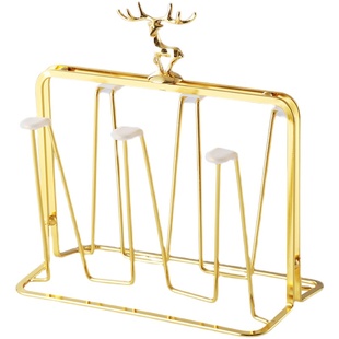 轻奢玻璃水杯沥水架茶杯架子家用客厅水杯架倒挂杯子架收纳置物架