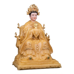 碧霞元君神像汉白玉龙椅泰山娘娘神像泰山奶奶像体家用供奉摆件