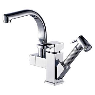 厨房菜盆抽拉水龙头卫生间洗脸盆洗手盆可旋转冷热机器人水龙头