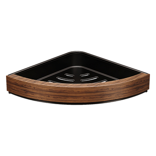 吸盘胡桃木卫生间免打孔浴室三角置物架壁挂式厕所洗手间收纳架子