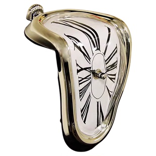 达利同款创意直角弯曲扭曲个性融化创意桌角装饰罗马数字复古钟