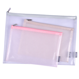 horn号角防水款拉链袋A5/A4防水网格拉链袋透明款文件袋笔袋票据袋加厚EVA文件袋莫兰迪色