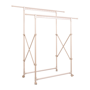 摆摊折叠晾衣架落地阳台不锈钢双杆伸缩挂衣服展示晒被子衣杆户外