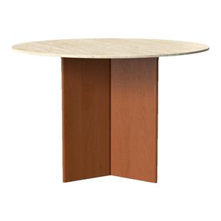 舒梵赤白圆桌/洞石岩板餐桌防划防烫防渗色/圆桌