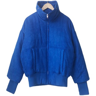 清仓 不tui◆HK克莱因蓝棉服连帽长袖拉链宽松秋冬保暖G10101