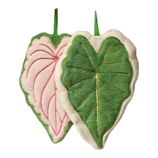 海芋叶卫生间擦手巾挂式超强吸水加厚珊瑚绒擦手帕不掉毛柔软毛巾