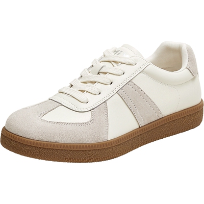 天美意秋季新款百搭复古系带休闲拼色男女同款德训鞋KG124CM5