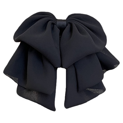 黑色蝴蝶结半扎发抓夹女高级感