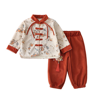 幼儿园元旦演出服装汉服男童秋冬季日常可穿儿童唐装拜年服小男孩