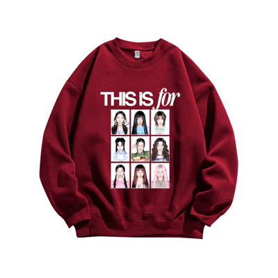 韩女团TwiceThisIsFor粉丝周边应援印花重磅纯棉卫衣男女同款情侣