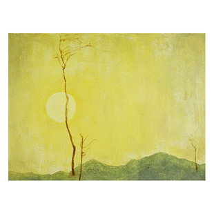 墨山造画 原创轻奢小众客厅玄关手绘油画餐厅卧室黄色装饰画夕阳