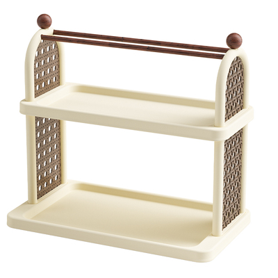 水杯置物架双层仿藤编复古简约