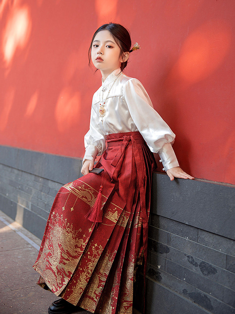 儿童马面裙女童2025新款秋冬套装中国风女孩汉服冬装女大童演出服
