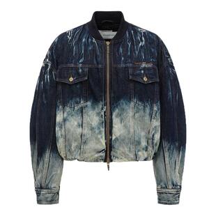 FENG CHEN WANG 男士手工水洗扎染渐变棒球夹克银泰百货 301614