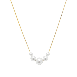 LADYB微笑珍珠项链五颗珍珠女纯银正品施家珍珠百搭高级感锁骨链