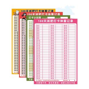 减肥打卡记录表墙贴减肥计划私人定制提醒贴纸自律打卡神器减肥日历瘦身健身励志标语60天100天体重记录墙贴