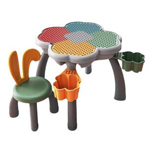 万高儿童积木桌多功能学习玩水桌大颗粒宝宝拼装益智玩具节日送礼