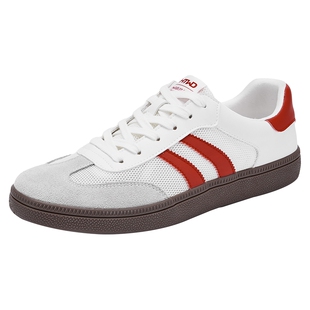 热风男鞋2025年秋季新款男士网面透气小白鞋百搭德训鞋平底休闲鞋