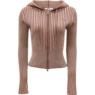 ONLY2025冬季新款爆款通勤含绵羊毛双向拉链显瘦连帽长袖针织衫