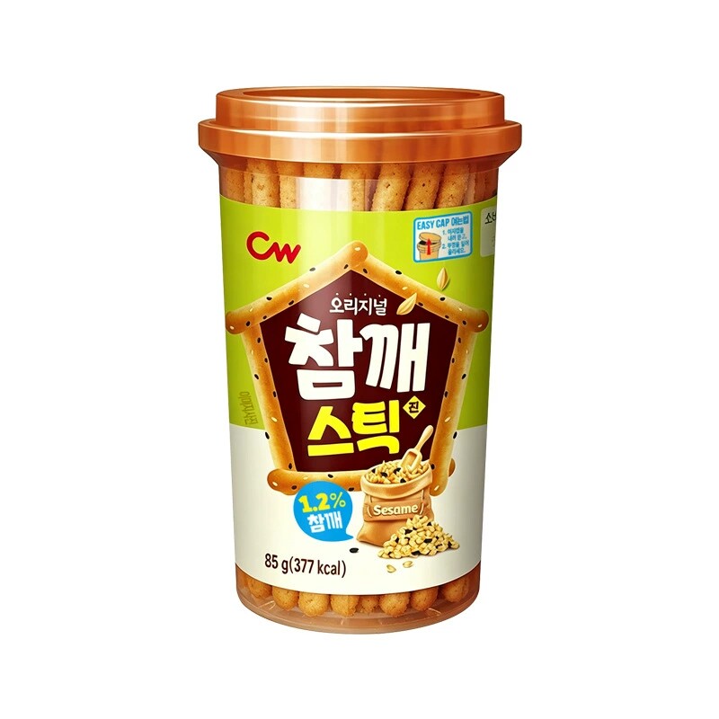 韩国进口CW青右牌芝麻棒饼干85g/盒儿童酥脆饼干休闲零食小吃