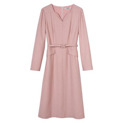 米思阳时尚通勤粉色连衣裙