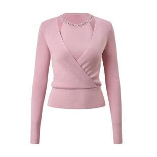 【SGPR】复古优雅假两件交叉套头针织衫慵懒感穿搭秋