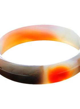 A货巴西俏色玉髓黑红玛瑙手镯