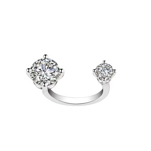 爆闪双头锆石开口戒指女轻奢高级感精致骨节戒小众百搭叠戴食指戒