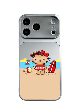 夏日黑皮公仔手机壳镜面适用苹果iPhone17pro max补妆镜子苹果16pro公仔1513可爱卡通少女1412康宁壳15大视窗