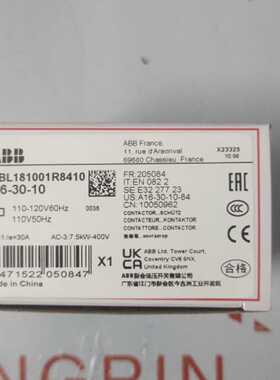 议价ABB 交流接触器 A16-30-10 110V 1SBL181001R8410