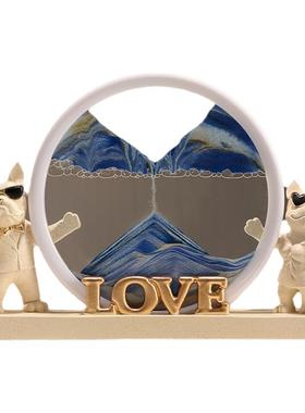 流沙画love小熊摆件治愈客厅酒柜卧室装饰送新人情侣订婚结婚礼物