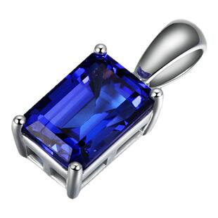 米莱珠宝 3.2克拉天然5A级坦桑石吊坠女 白18K金镶嵌彩色宝石项坠