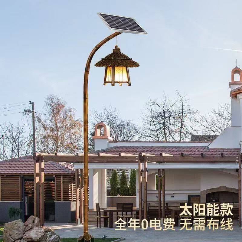 太阳能民宿园林公园景观灯仿古户外防水复古中式竹节庭院路灯led