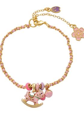 彩色珐琅小木马编绳手链国潮风