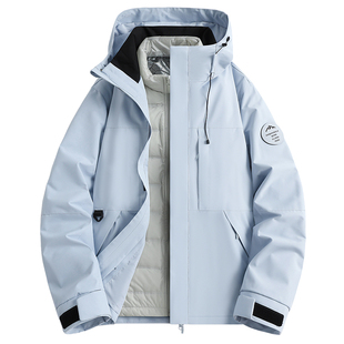 稻草人2026新款连帽羽绒冲锋衣女士防风户外运动外套秋冬季滑雪服