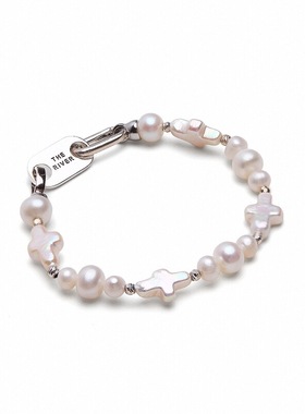 Riverine Adara「十字方糖」异型十字巴洛克淡水珍珠S925银饰手链