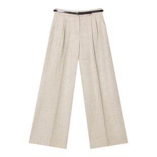 【羊毛柞蚕丝】LANCY/朗姿2026春季新款老钱风直筒高端休闲裤子女