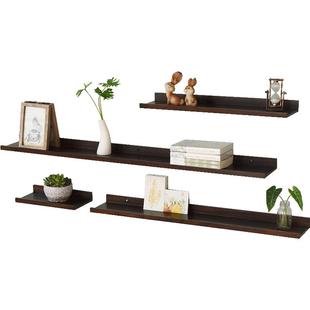 免打孔实木一字隔板墙上置物架壁挂电视背景墙面搁板卧室墙壁板子