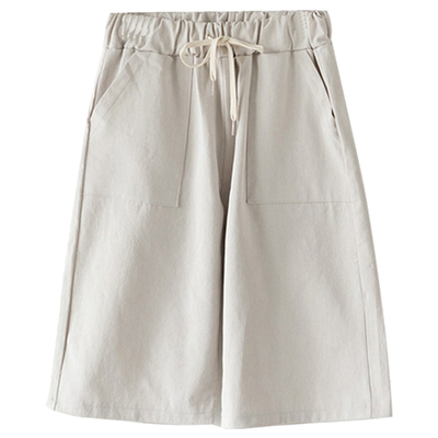 高腰休闲中裤胖mm五分裤西裤