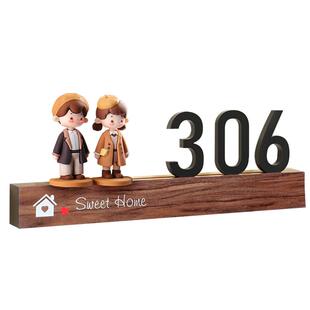 2026年新款门牌号码牌家用入户门口装饰高级感轻奢可爱情侣门牌创意风门号牌设计立体玩偶玄关摆件门牌号定制