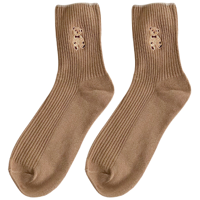 可爱小熊袜子女中筒袜春秋堆堆袜